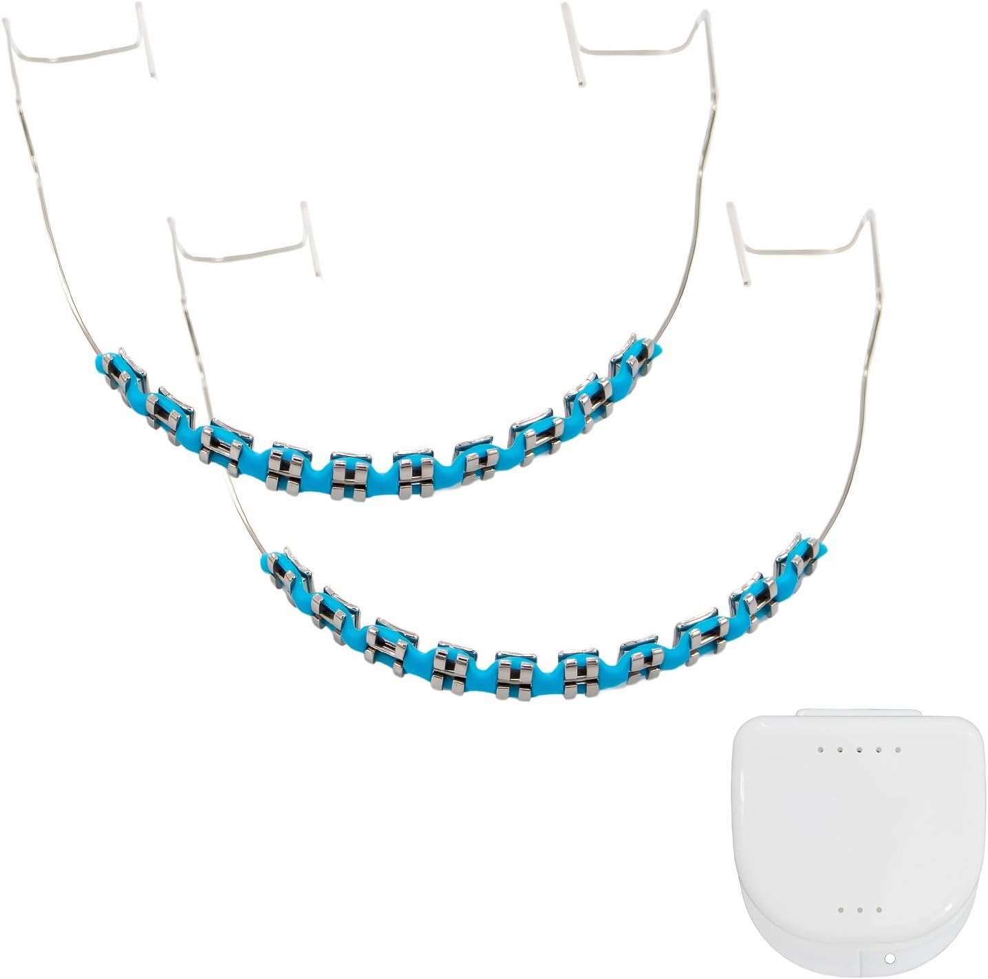 Fake Braces, Temporary Clip on Teeth with Brackets & Wire, Temporary Braces Suitable for Orthodontists to Explain and Practice for Dental Students - Brackets Falsos Para Dientes(Light Blue)