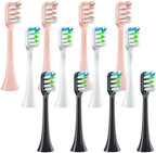 12 PCS Compatible with SOOCAS X3/X3U/X5 Brush Heads Replaceable Soft Electric Toothbrush Brush Vacuum Bristle Nozzles(12pcs Pink)(6black with 6white)