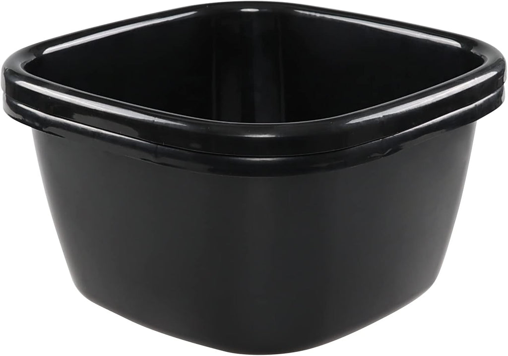 Gloreen 18 Quart Deep Wash Basins 2 Packs, Plastic Square Dish Pan Tub, Black