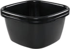 Gloreen 18 Quart Deep Wash Basins 2 Packs, Plastic Square Dish Pan Tub, Black