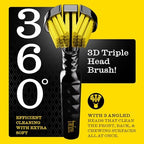 TWICE 3D Triple-Head Toothbrush – Soft Bristles for Sensitive Gums with Advanced 3-Sided Design to Effectively Remove Plaque, Also Suitable for Braces, Aligners & Dentures, 2 Count