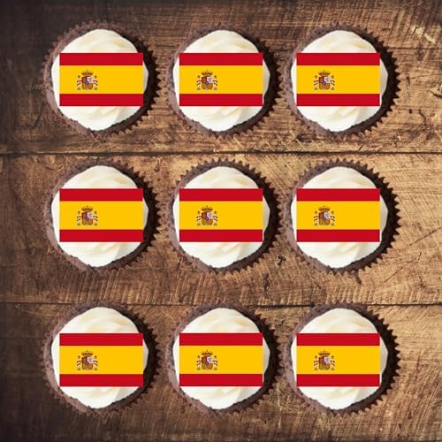 50 Mini Spain Flag Edible Cupcake Toppers, Flags of the World Edible Cake Decorations, World Cup Country Flags, Spanish Cake Topper Decorations, Olympics Party Cookie Decor UNCUT