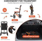 Folding Transport Wheelchair for Adults & Seniors,18 LBS, Travel Portable Wheelchair with Removable Flip Armrests and Swing Footrests, 220 LBS, Locking Handbrake