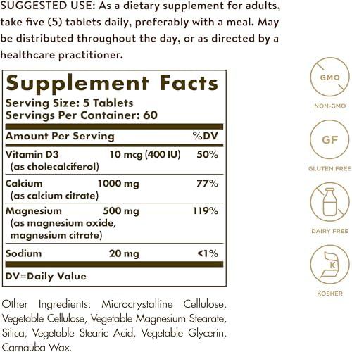 Solgar Calcium Magnesium with Vitamin D3, 300 Tablets - Promotes Healthy Bones, Supports Nerve & Muscle Function - Highly Absorbable Form - Non-GMO and Gluten Free - 60 Servings