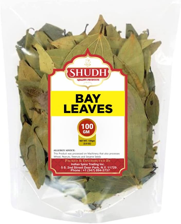 Shudh Bay Leaf (Leaves) Whole Spice Hand Selected Extra Large 3.5oz (100g) ~ All Natural | Gluten Friendly | NON-GMO | Vegan | Indian Origin (Tej Patta)