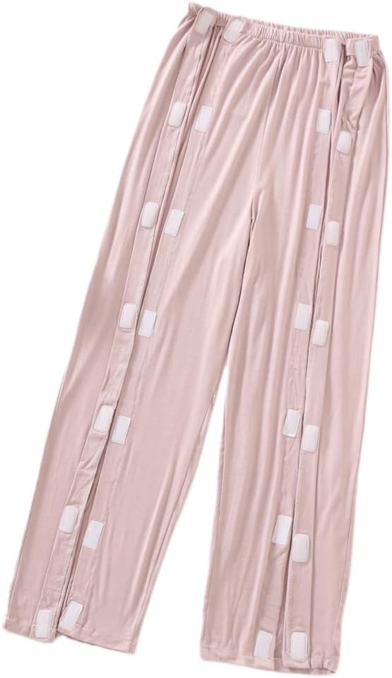 Full Open Patients Care Trousers,Unisex Fracture Pants,Bedridden Patient Clothing,Disability Clothes,Suit for Fracture,Disable,Elderly(Woman,Bean Paste Color,M)