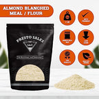 Almonds, Extra Fine Fancy Ground Healthy Blanched Raw, Keto friendly, Guilt Free, Quality, Delicious, 1 Diet, Low Carb, Protein, Packed in a 1 lb. (16 oz.) resealable bag by Presto Sales LLC