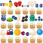 36Pcs Gym Party Cupcake Toppers Gym Workout Cupcake Toppers Sticks Weight Lifting Birthday Party Decorations for Cross Fit Fitness Theme Baby Shower Supplies