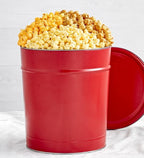 The Popcorn Factory Popcorn Tin with 3 Popcorn Flavors, Robust Cheddar, Butter, Caramel, Large Tub 3.5 Gallons, Snack Gifts, Perfect for Movie Night Snacks, Holidays, Christmas, Birthdays, Any