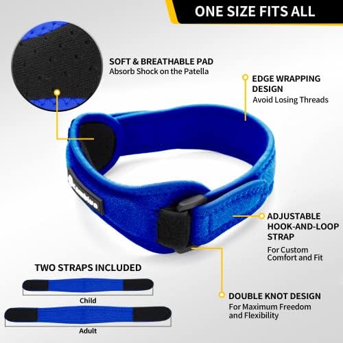 CAMBIVO Patella Tendon Knee Straps 2 Pack for Knee Pain Relief, Knee Brace for Women &Men with Extra Straps, Knee Support for Running, Hiking, Soccer, Basketball, Jumpers Knee, Tennis