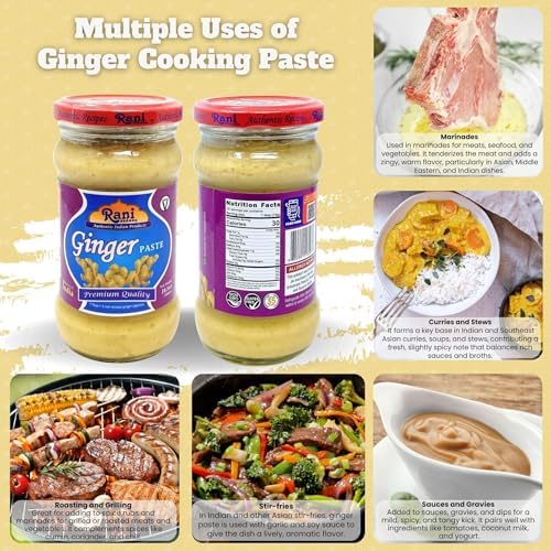 Rani Ginger Cooking Paste 10.5oz (300g) Glass Jar ~ Vegan | Gluten Free | NON-GMO | No Colors | Indian Origin