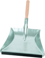 REDECKER Heavy Duty Steel Dust Pan, Zinc-Coated Black, Large Dustpan with Long 17-3/8-Inches Untreated Beechwood Handle, Made in Germany - Heavy Duty Dust Pan