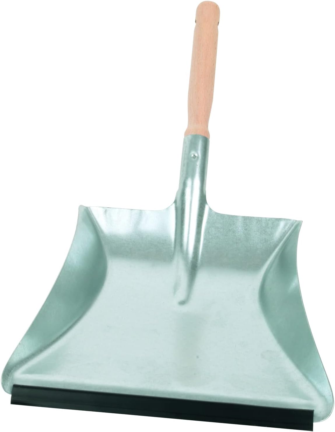 REDECKER Heavy Duty Steel Dust Pan, Zinc-Coated Black, Large Dustpan with Long 17-3/8-Inches Untreated Beechwood Handle, Made in Germany - Heavy Duty Dust Pan