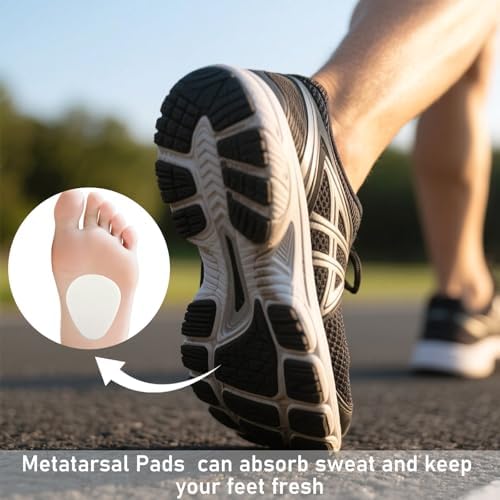 40Pcs Metatarsal Pads Ball of Foot Cushions 0.2 Inch Thick Felt Ball of Foot Cushion Adhesive Forefoot Pads Sole Adhesive Foam Accessories for Men and Women Forefoot and Sole Support