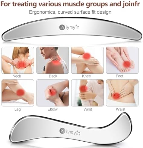 5-in-1 Stainless Steel Muscle & Fascia Scraper Tool Set, For Body Skin Massage and Sore Muscles, Myofascial, Iastm Tools, Soft Tissue Mobilization Tools, Full Body Gua Sha Kit, Great Gift Idea for Her