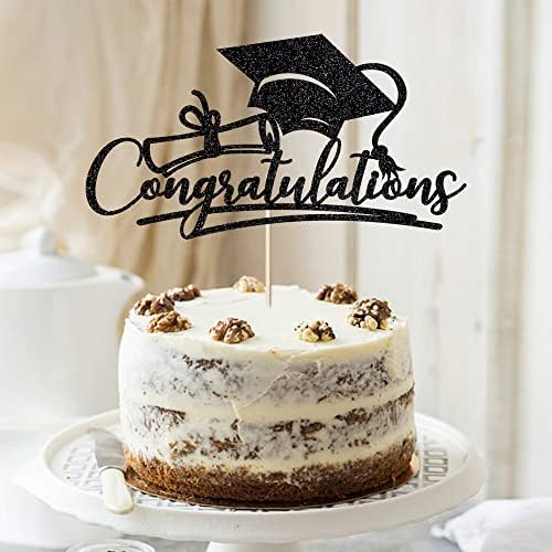 Congratulations 2026 Graduation Cake Topper,Congrats Grad Cake Decor - 2026 High School; College;Senior Graduation Party Decorations Supplies (black)