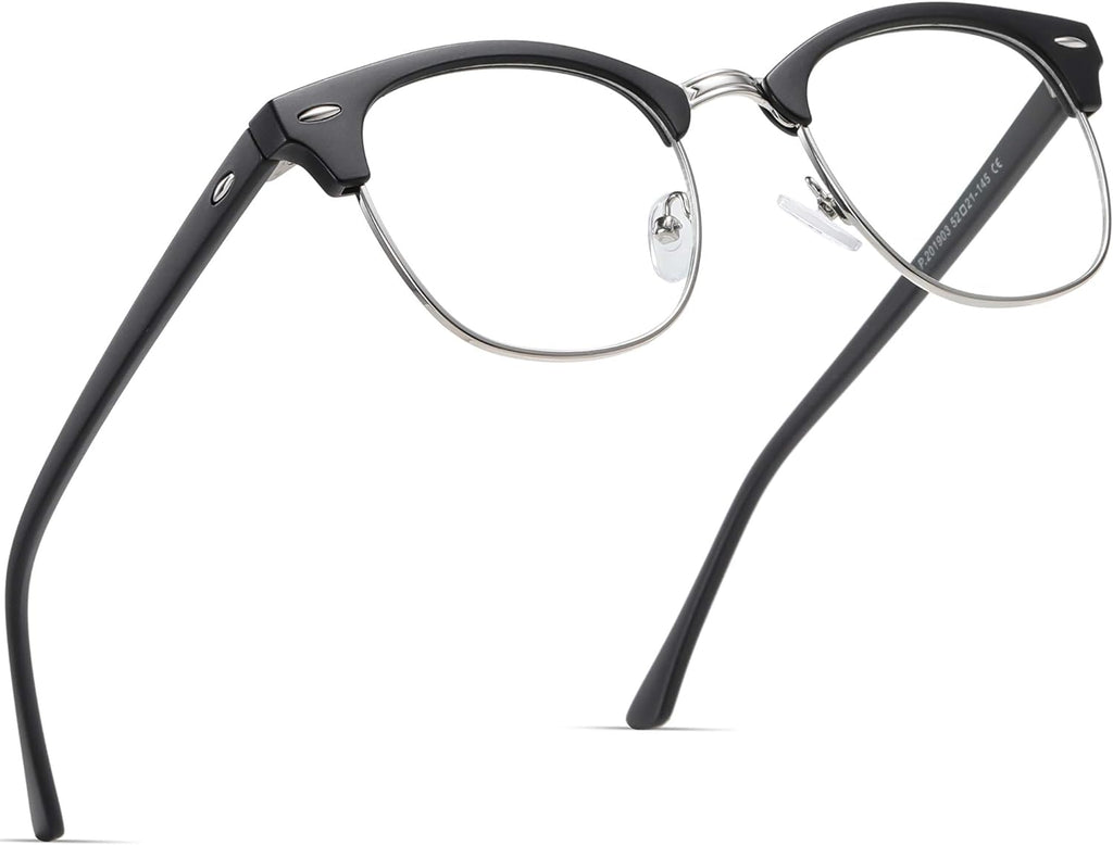 Blue Light Blocking Glasses Vintage Half Frame UV Clear Lens Anti Eyestrain Computer Gaming Glasses for Women Men