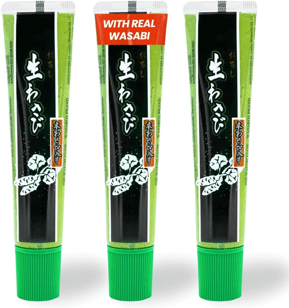 Wasabi-O Real Wasabi Paste - Authentic Japanese Fresh Wasabi Root - Mild Heat - Squeeze Tube for Sushi, Sauce, Mayo, Seafood - 3 x 1.52 Oz