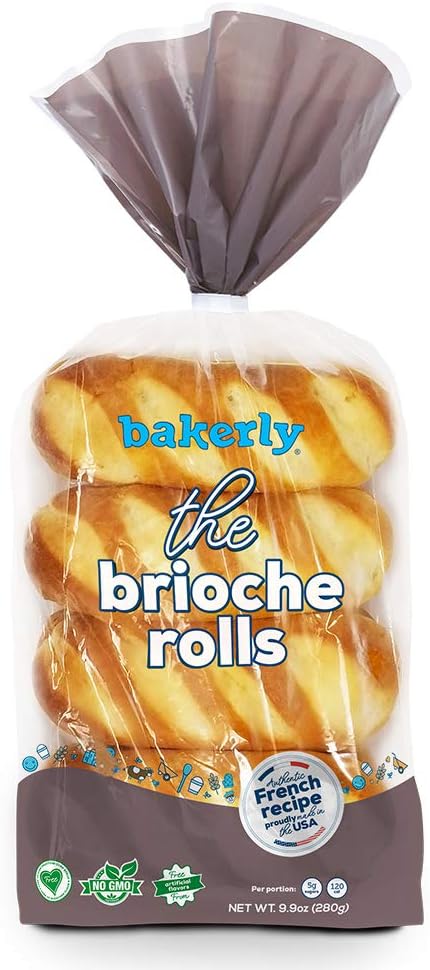 bakerly Brioche Rolls Pack of 4, 8-Count (32 Total Brioche Rolls)