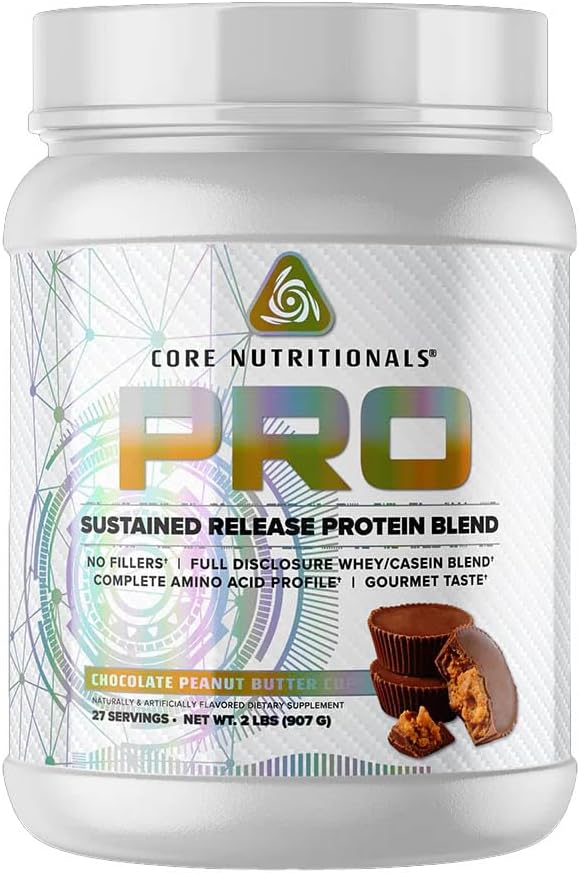 Core Nutritionals Pro Sustained Release Protein Blend, Digestive Enzyme Blend, 25G Protein, 2G Carb, 27 Servings (Chocolate Peanut Butter)