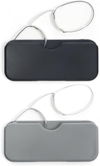 DXYXYO Mini Armless Reading Glasses for Women Men, 2 Pack Thin Legless Nose Clip Readers Compact with Small Portable Case