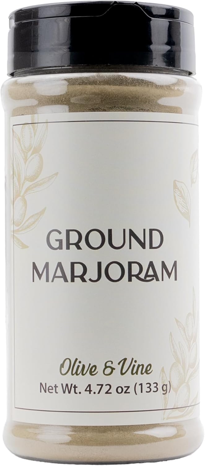 Olive & Vine Ground Marjoram, Earthy & Sweet, Seasoning for Soups, Stews, and Roasts, With Rich Tradition, Authentic Taste, For Global Recipes (4.72 Ounce)
