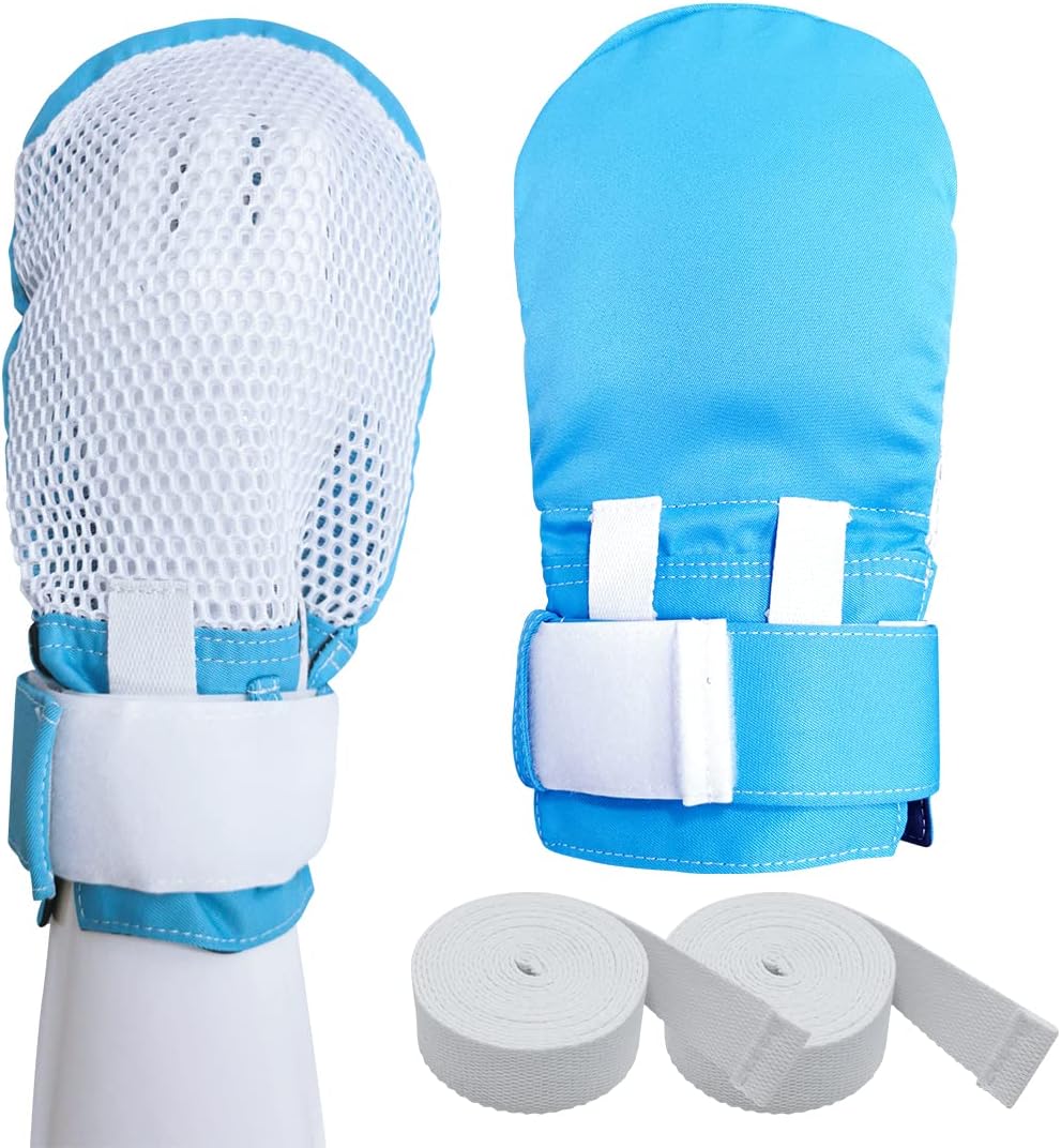 EZ Assistive Restraint Gloves for Dementia Patient, Medical Assistance Glove with Zipper Opening For Finger Protection