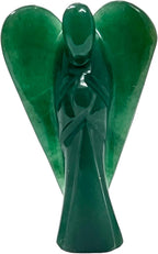 Green Jade Guardian Angel Statue – 2 Inch Natural Hand-Carved Crystal Angel Figurine for Luck, Prosperity & Positive Energy – Healing Stone for Women, Home & Office Decor