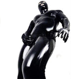 Men's Shiny Patent Black Leather cat Suit Full Body Men Sexy Latex Tight Zipper Jumpsuit Rubber Clothing