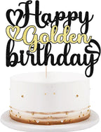 1 PCS Happy Golden Birthday Cake Topper， Glitter Birthday Cake Pick 13/16/18/21/30/40/60/70/80/90th/ Birthday Cake Decorations Picks for Kids Adults Birthday Party Decorations,Anniversary Party