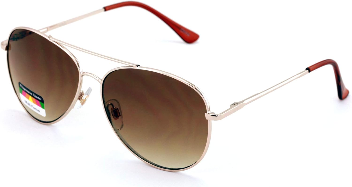 Metal Tear Drop Progressive No Line Reading Glasses Tri-Focal Reader Outdoor Sunglasses