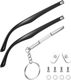 Ptwola Glasses Replacement Temple Eyeglass Arms Legs Replacement Repair Accessories with Screws, Washers, Screwdriver, Nose Pads (Black)