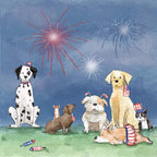 Boston International IHR 3-Ply Cocktail Beverage Paper Napkins, 20-Count, 5 x 5-Inches, Patriotic Pups