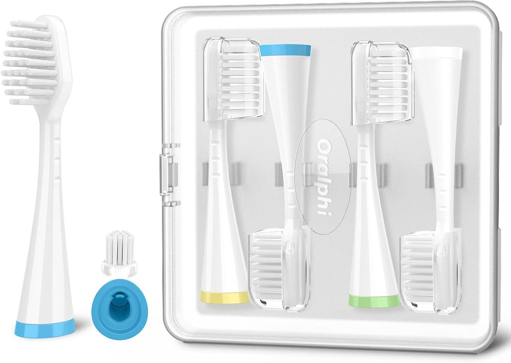 Sensitive Gum Care Replacement Brush Heads for Waterpik Complete Care 5.0/9.0 (CC-01/WP-861), STRB-3WW, Ultra Soft Bristles with Cover, Sonic Electric Tooth Brush Refill Heads (4-Pack, White)