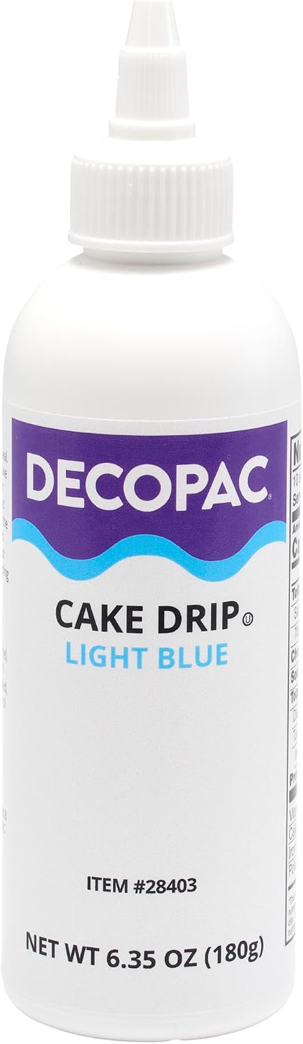 DecoPac Cake Drip, Light Blue Color, Vanilla Flavor, Matte Like Chocolate, 6.35 oz