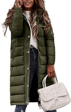 Womens Winter Long Puffer Coat Thicken Ladies Quilted Jacket Puffy Padded Zip Hood Parka Side Zipper Trendy 2026