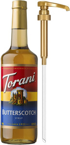 Torani Coffee Syrup, Butterscotch Flavoring for Drinks, Glass Bottle with Pump Included, 25.4 Fl Oz