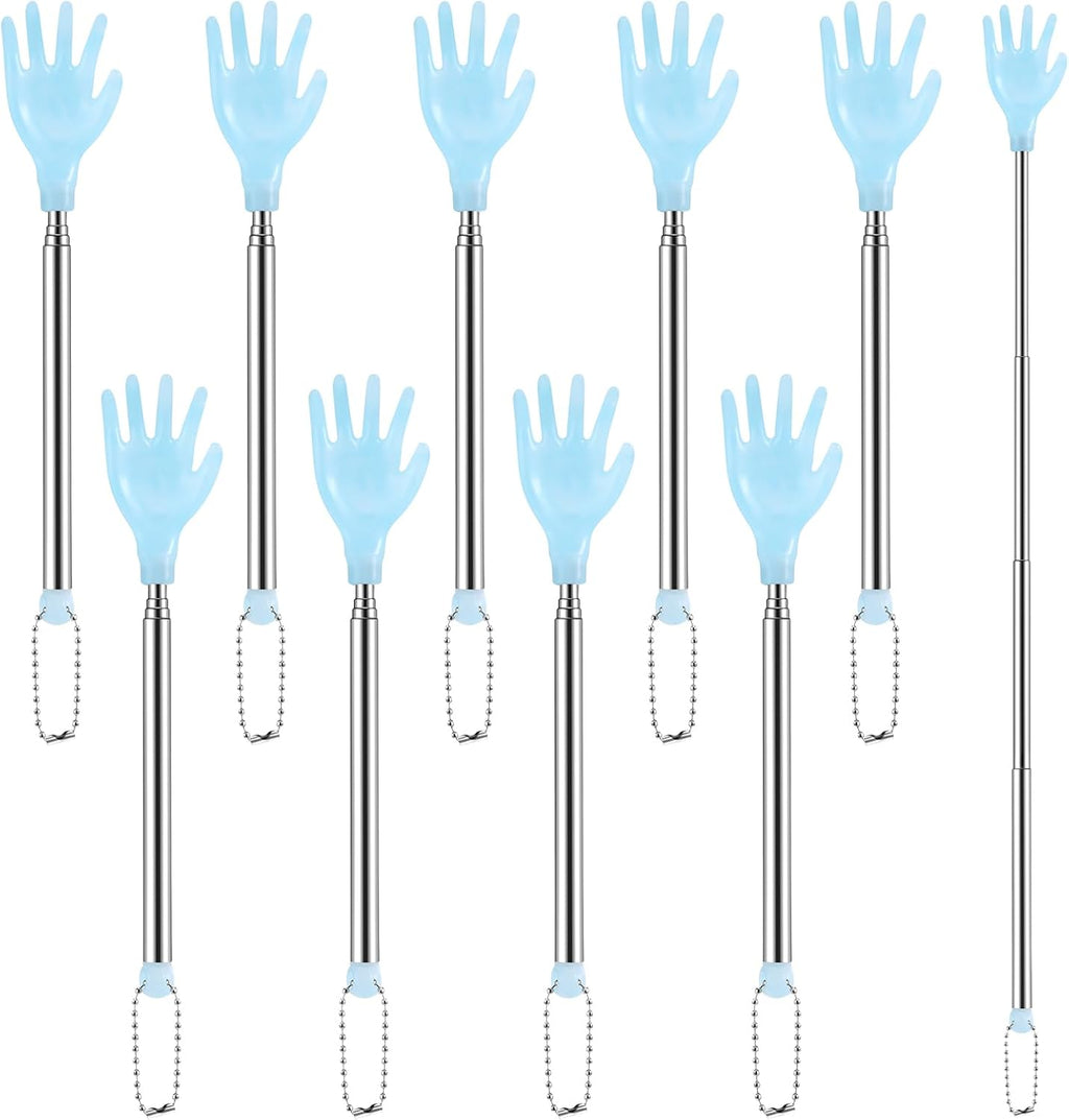 Baderke 10 Pack Extendable Back Scratcher Portable Stainless Steel Hand Shaped Massage Backscratchers for Thanksgiving Christmas Father Day Gifts