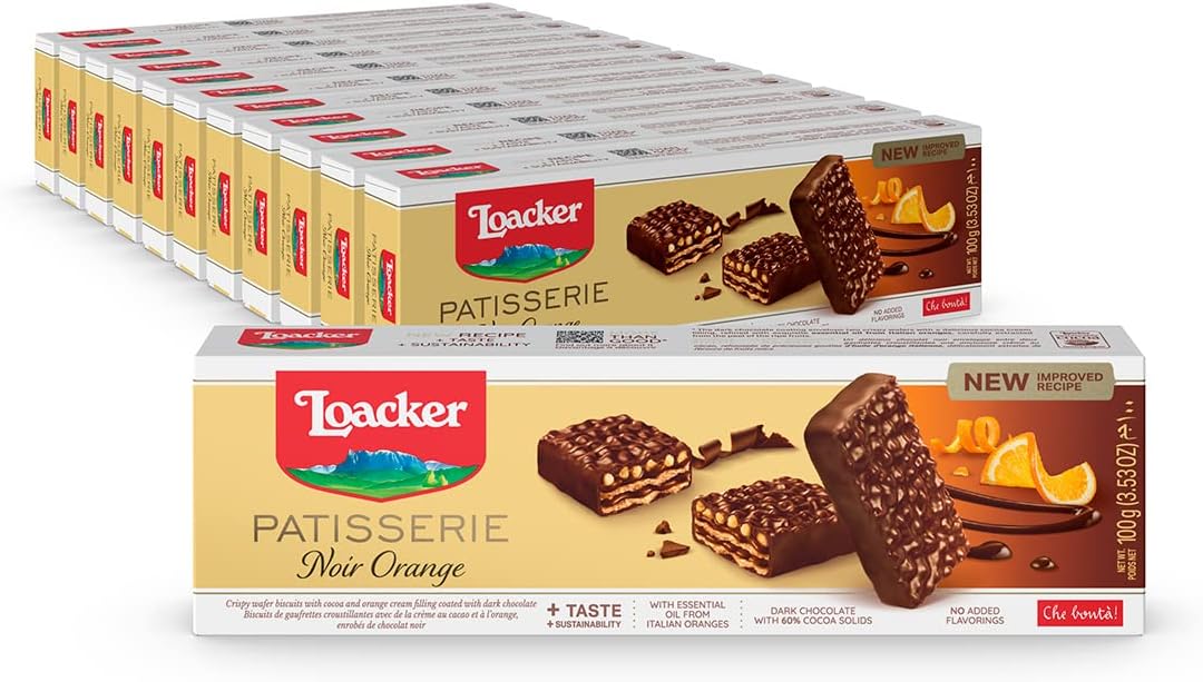 Loacker Patisserie Noir Orange, 100g/3.53oz., pack of 12