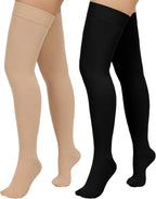 2 Pairs Compression Stockings for Women & Men,20-30mmHg Thigh High Compression Socks,Closed Toe Medical Compression Socks with Silicone Dot Band-Best Support for Nursing Sports Varicose Veins