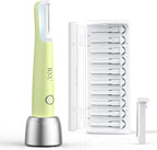 BNU Dermaplaning Tool for Face, Dermaplane Razor for Women Face LED Light Facial Exfoliation & Peach Fuzz Hair Removal, 3 Speeds Rechargeable Sonic Edge Technology 10 Refill Blades Green