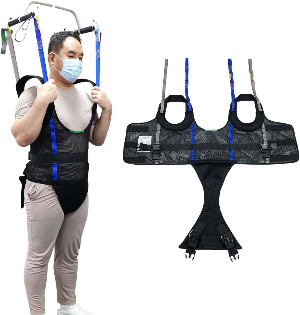 EZ Assistive Comfort Padded Patient Lift Walking Sling,500lbs Safety Loading Weight,Medical Hoist Standing Aids for Ambulating Support Training-Small Size (Black-1-S)