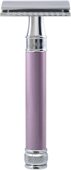 Edwin Jagger DELHEBLAMZ Classic Long Handled Double Edge Manual Eco-Friendly and Reusable Safety Razor for Men and Women for Shaving cream or Soap Fits All DE Razor Blades (Heather)