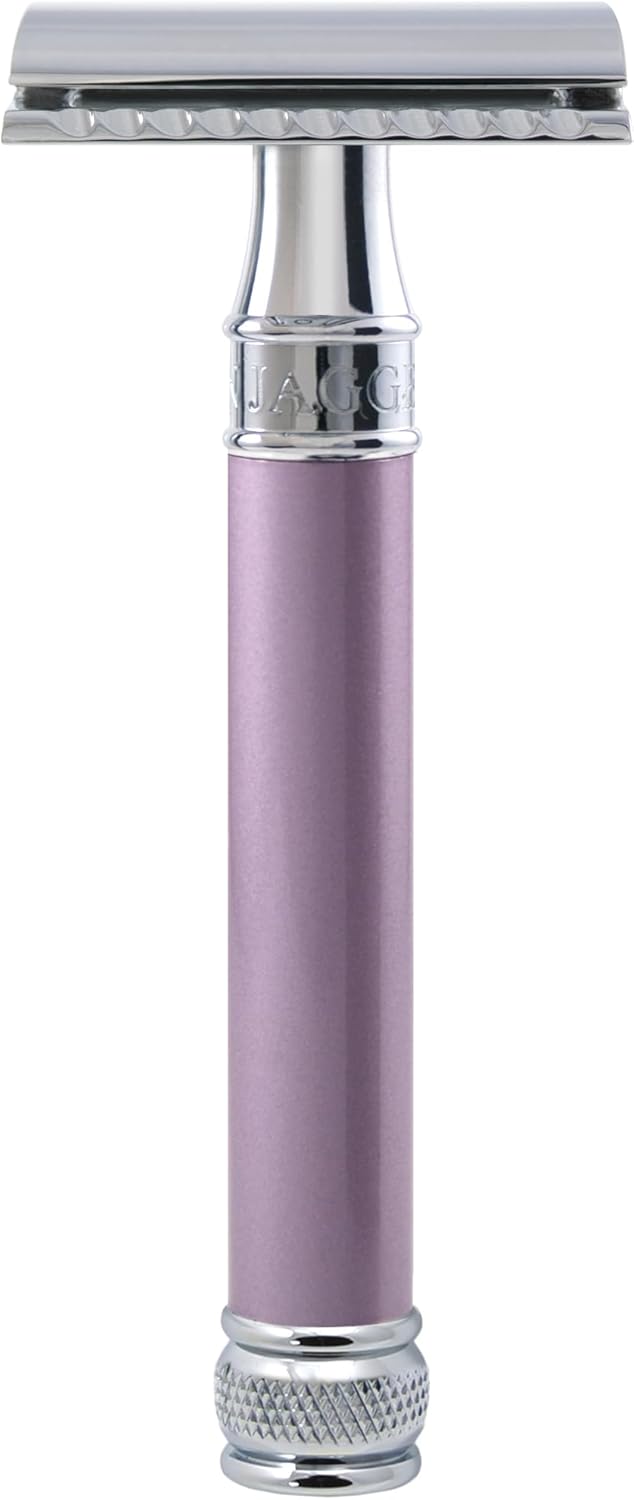 Edwin Jagger DELHEBLAMZ Classic Long Handled Double Edge Manual Eco-Friendly and Reusable Safety Razor for Men and Women for Shaving cream or Soap Fits All DE Razor Blades (Heather)
