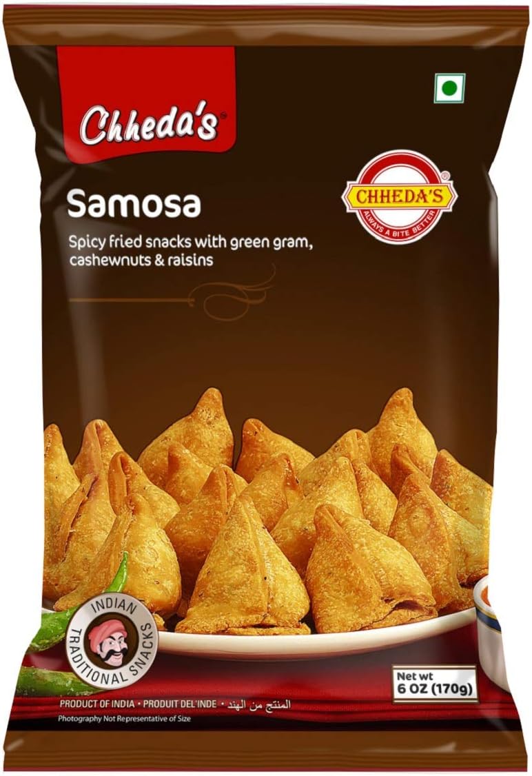 Chheda's Samosa - Crispy Spicy Snack - With Spicy Mixture Filling - Ready to Eat Food - Indian Namkeen 170g (Pack of 4)