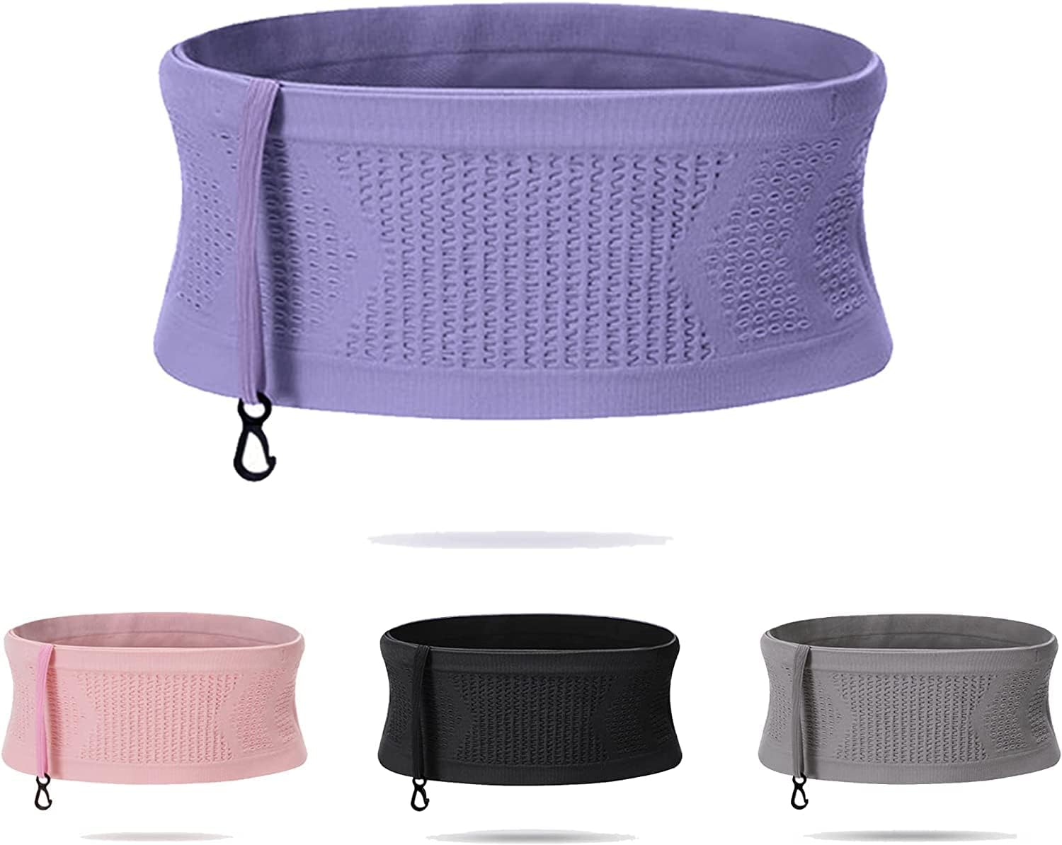 Multifunctional Knit Breathable Concealed Waist Bag - Adjustable Running Belt, Universal Running Waist Pack with Large Capacity, Running Waist Packs for Women Men Outdoor Activities (Purple, M)
