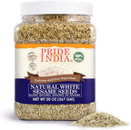 Pride Of India - White Sesame Seeds Unhulled - Calcium & Iron Superfood, 1.25 Pound (20oz) Jar