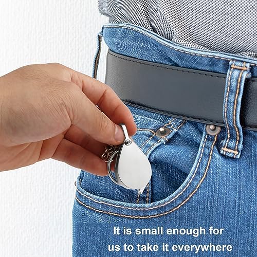 Rongon Keychain Magnifying Glass 5Pcs Portable Folding Magnifiers 10X Small Loupe with Key Chain for Reading, Stamp, Hobby Travel