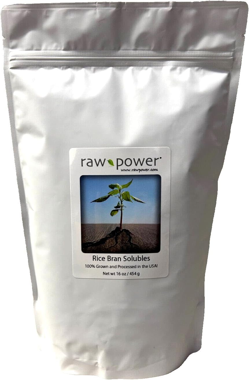 Raw Power Rice Bran Solubles (16 oz) Grown in The USA!, Premium Quality, Non-GMO