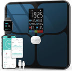 ABLEGRID Body Fat Scale,Digital Smart Bathroom Scale for Body Weight, Large Color Display Screen, 22 Body Composition Metrics BMI, Water Weigh, Heart Rate, Baby Mode, 400lb, Rechargeable